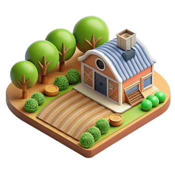 vibrant creative Sustainable Agriculture Farm Top View Isolated png