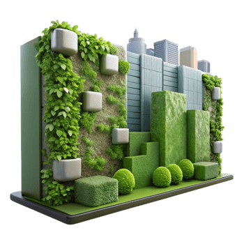 elegant classic Sustainable City Green Wall Transparent Background exclusive png