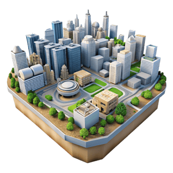 impressive classic Sustainable Cityscape Aerial View Isolated professional png