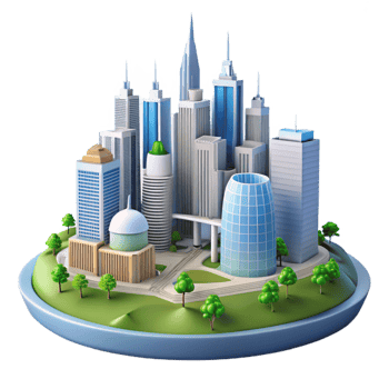 elegant traditional Sustainable City Skyline Daytime View Isolated professional png