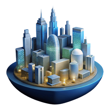 wonderful artistic Sustainable City Skyline Night View Transparent Background exclusive png