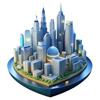 impressive abstract Sustainable City Skyline Night View Transparent Background high quality png