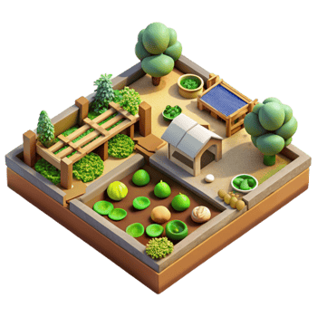 dramatic rustic Sustainable Community Garden Top View Isolated original png