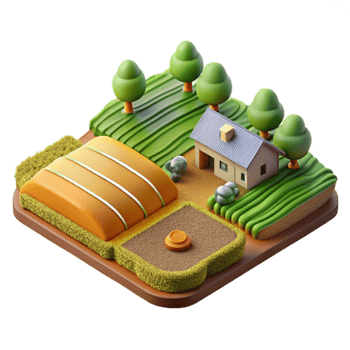 dramatic creative Sustainable Farming Field Top View Isolated detailed png