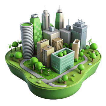 serene contemporary Sustainable Urban Development Cutout Green City premium png