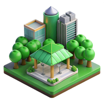 elegant creative Sustainable Urban Development Transparent Background with Green Canopy genuine png