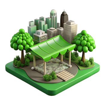 beautiful abstract Sustainable Urban Development Transparent Background with Green Canopy premium png