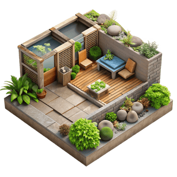 beautiful abstract Sustainable Urban Garden Top View Cutout premium png