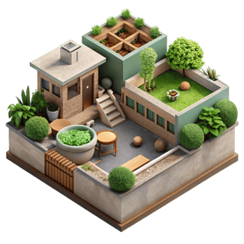 dramatic vintage Sustainable Urban Garden Top View Cutout png