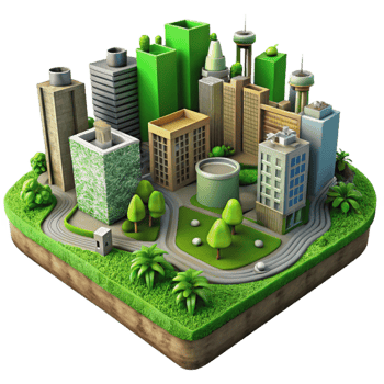 stunning abstract Sustainable Urban Landscape Isolated with Green Infrastructure Elements authentic png