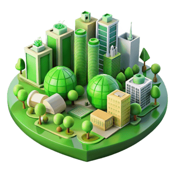 dramatic minimalist Sustainable Urban Planning Transparent Background with Green Zones original png