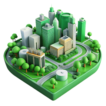 impressive contemporary Sustainable Urban Planning Transparent Background with Green Zones authentic png