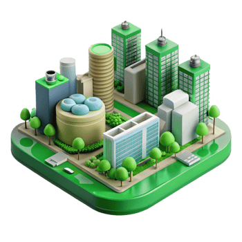 serene abstract Sustainable Urban Planning Transparent Background with Green Zones detailed png