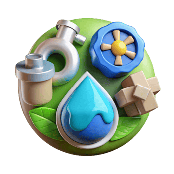 vibrant modern Sustainable Water Management Icon Set Cutout Transparent Background png