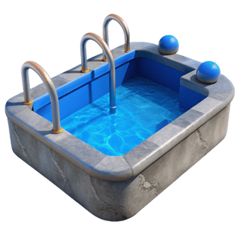 beautiful artistic Swimming Pool with Blue Water Isolated authentic png