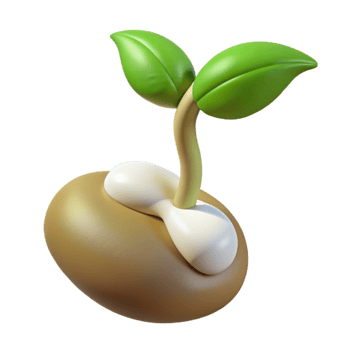 dramatic rustic Synthetic Bean Sprout White Stem Transparent Background premium png