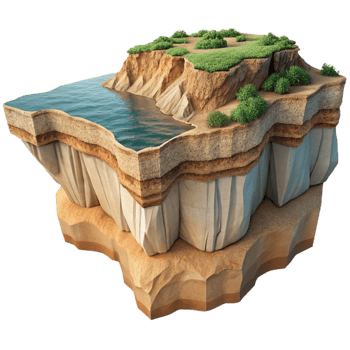 serene artistic Terraformed Coastal Cliff Cutout with Eroded Texture genuine png