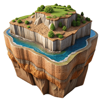 dramatic abstract Terraformed Coastal Cliff Cutout with Eroded Texture high quality png