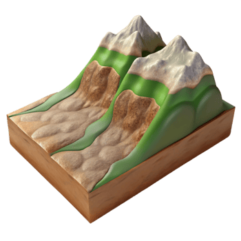 serene contemporary Terraformed Mountain Slope Cutout with Steep Incline high quality png