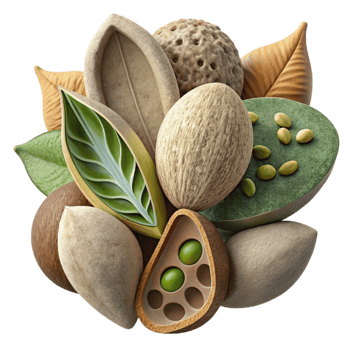serene vintage Textured Collage with Seeds and Pods Cutout high quality png
