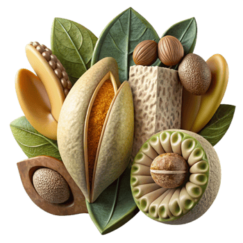 dramatic creative Textured Collage with Seeds and Pods Cutout premium png