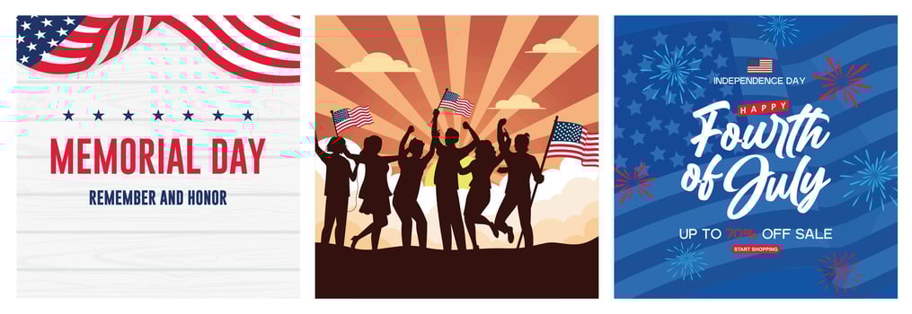 Memorial Day with an American flag. Independence Day sale concept. vector