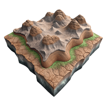 dramatic creative Textured Terrain Cutout High Angle View high quality png