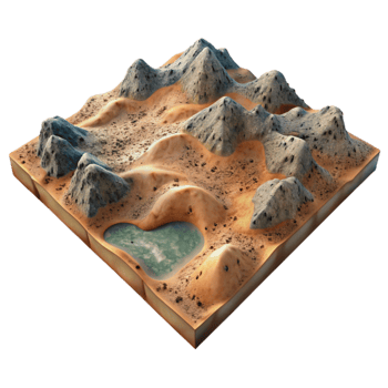 stunning creative Textured Terrain Cutout High Angle View detailed png