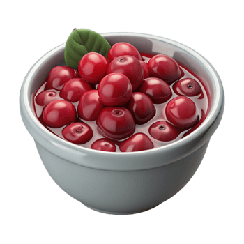 dramatic traditional Thanksgiving Cranberry Sauce in Bowl Transparent Background high resolution png