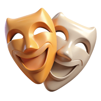 magnificent rustic Theater Masks Comedy and Tragedy Isolated original png