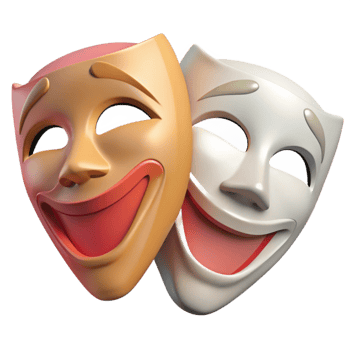 dramatic vintage Theater Masks Comedy and Tragedy Isolated detailed png