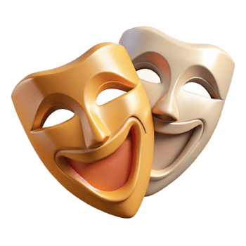 beautiful modern Theater Masks Comedy and Tragedy Isolated high quality png