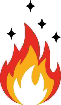 burning fire and spark stars vector