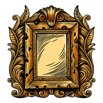 Vintage Ornate Mirror Frame with Classic Decorative Patterns in Hand Drawn Style vector