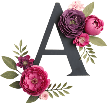 Creative Letter A with Beautiful Blooming Flowers Clipart. . png