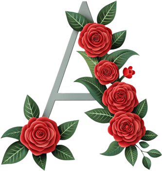 Elegant Letter A Adorned with Vibrant Floral Accents Clipart. . png