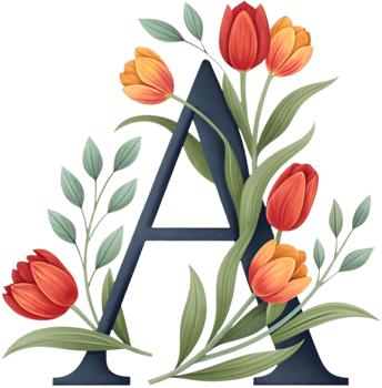 Stunning Floral Letter A Adorned with Blooming Flowers Clipart. . png