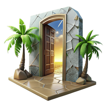 magnificent contemporary Tropical Paradise Through Cracked Door Transparent png