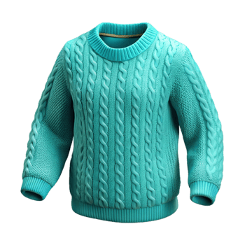 magnificent rustic Turquoise Knitted Sweater Cable Knit Detail Transparent Background exclusive png