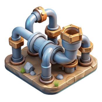 dramatic contemporary Underground Water Pipe Network Illustration Isolated premium png