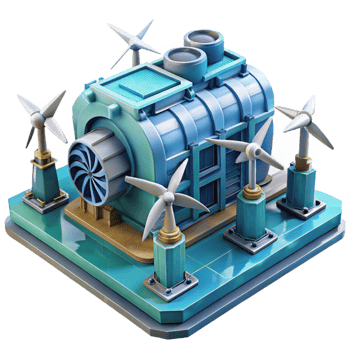 elegant classic Underwater City Power Generator with Turbines Transparent Background authentic png
