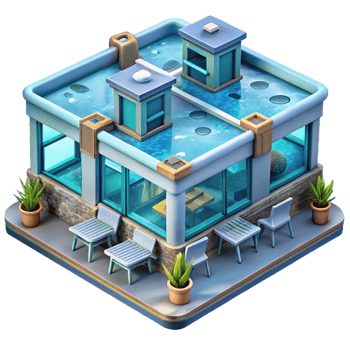 magnificent minimalist Underwater City School with Classrooms Transparent Background original png