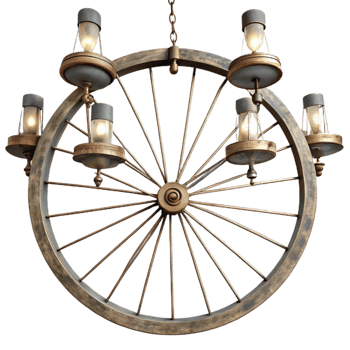 wonderful creative Upcycled Bicycle Wheel Chandelier Isolated high quality png