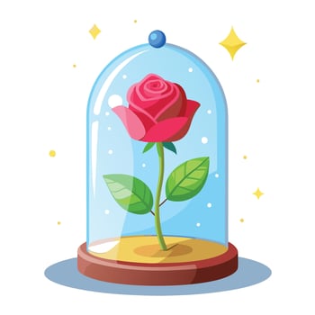Magical Enchanted Rose in a Floating Glass Dome and Flower Concept vector