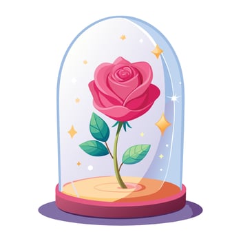 Whimsical Enchanted Rose in a Floating Glass Dome and Flower Concept vector