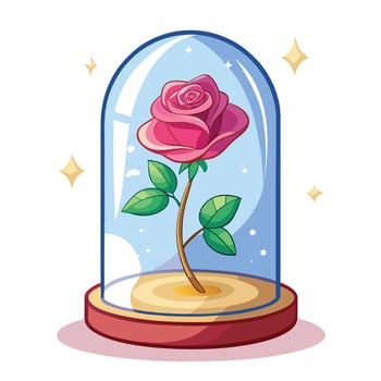Dreamy Enchanted Rose in a Floating Glass Dome and Flower Concept vector