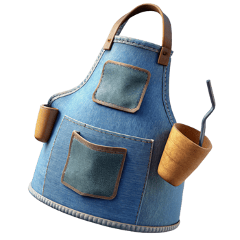 dramatic vintage Upcycled Denim Apron Cutout Element png