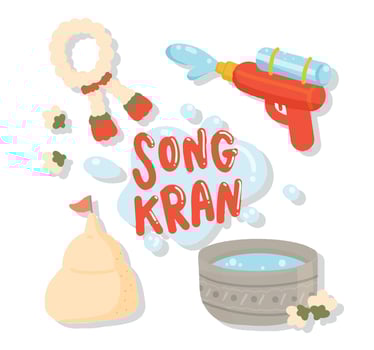 Song Kran set elelments illustration vector