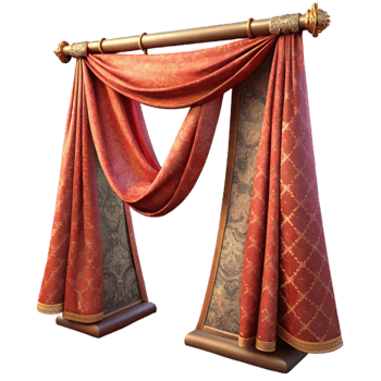 dramatic vintage Upcycled Sari Curtains Isolated on Transparent Background high resolution png