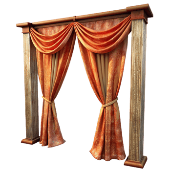 elegant vintage Upcycled Sari Curtains Isolated on Transparent Background authentic png